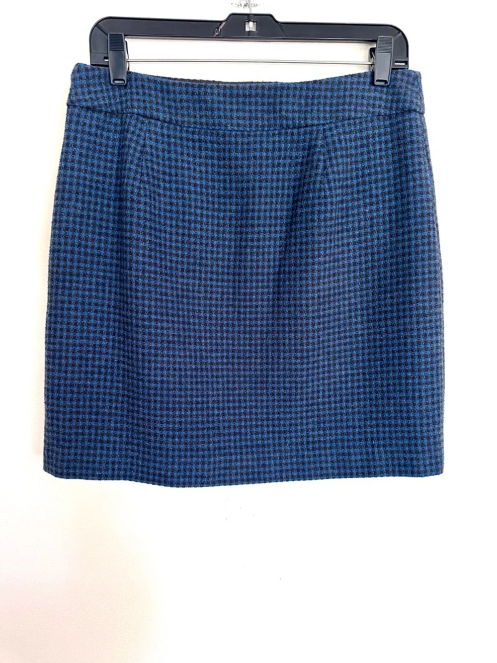 LOFT Blue Houndstooth Button-Detail Mini Skirt Size 6